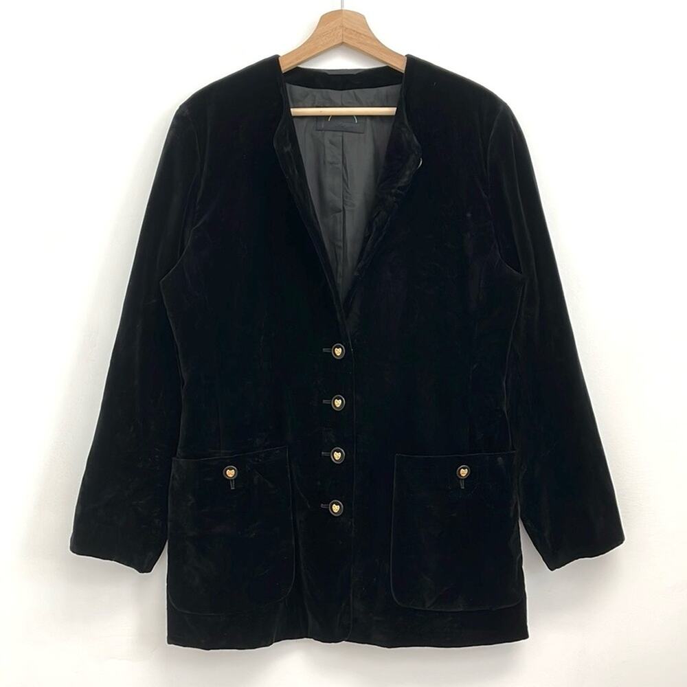 Vintage Bogner Velvet Blazer Jacket Classic Chic Gold Buttons Pockets Size 12?